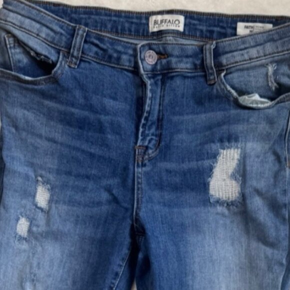 Buffalo David Bitton Faith Mid Rise Kick Flare Stretch Jeans Zip Blue Cotton 30 - Picture 8 of 16